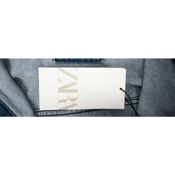 Zara Mens Blue Denim Jean Jacket Cotton Oversized - Picture 7 of 7